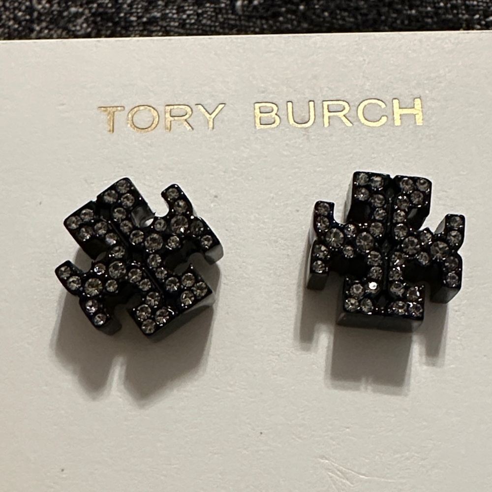 Tory Burch Black and Silver Stud Earrings - Picture 7 of 10